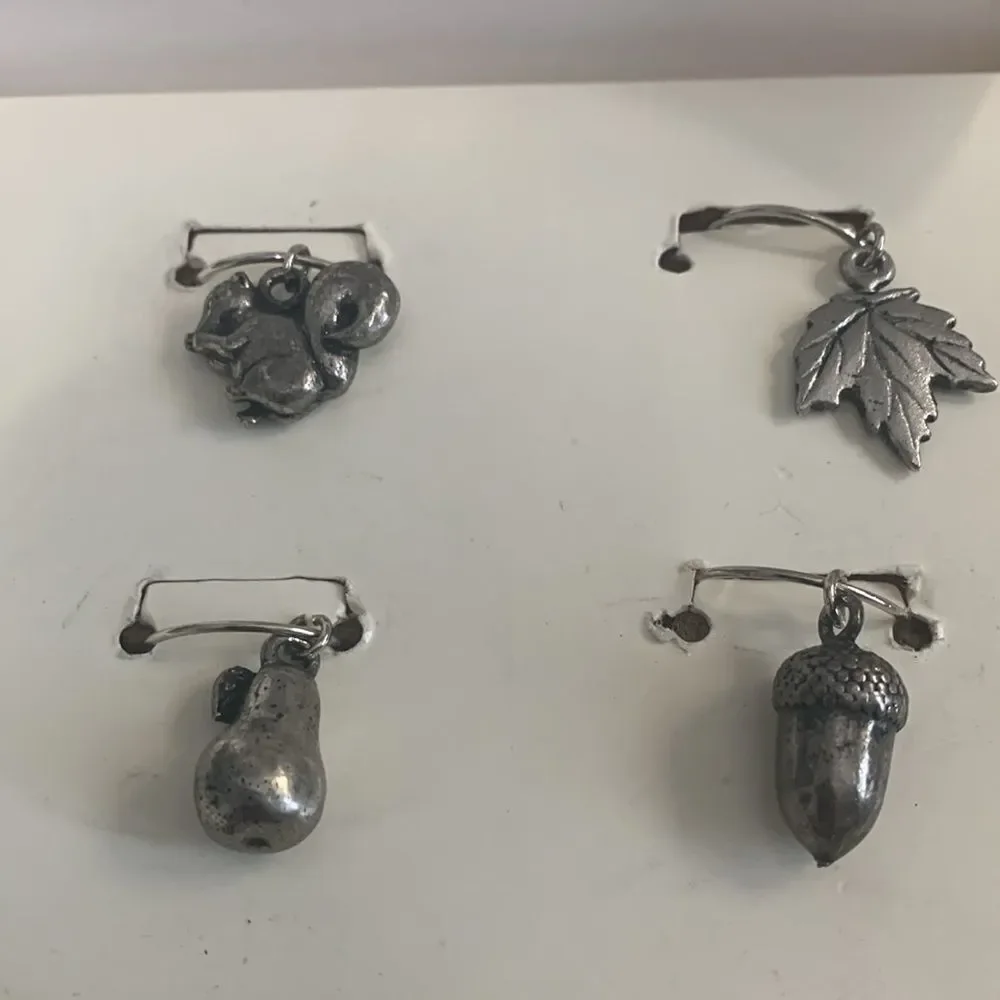 Pottery Barn Metal Harvest Wine Charms Set Of 6 Charms